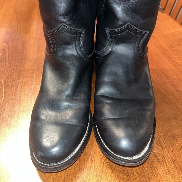 Justin L3703 Ladies Classic Roper Boot Black Kipskin Cowhide Foot Roper Toe 6.5C - Picture 2 of 7